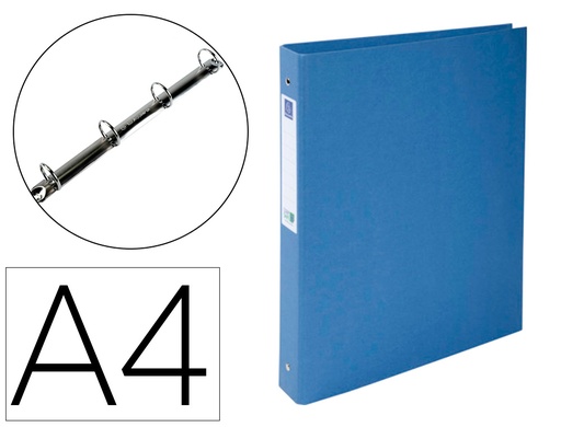[2162326] EXACOMPTA - Carpeta de 4 anillas 30 mm redondas clean safe din A4 carton forrado azul (Ref. 51222E)