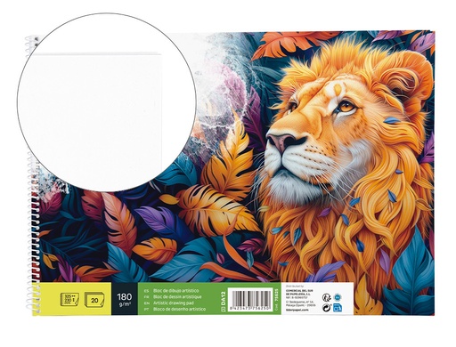 [2075625] LIDERPAPEL - BLOC DIBUJO ARTISTICO ESPIRAL 230X325MM 20 HOJAS 180 G/M2 SIN RECUADRO (Ref.DA12)