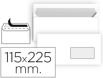 [2058641] LIDERPAPEL - SOBRE N 4 BLANCO AMERICANO VENTANA DERECHA 115X225 MM TIRA DE SILICONA PAQUETE DE 25 UNIDADES (Ref.SB90)