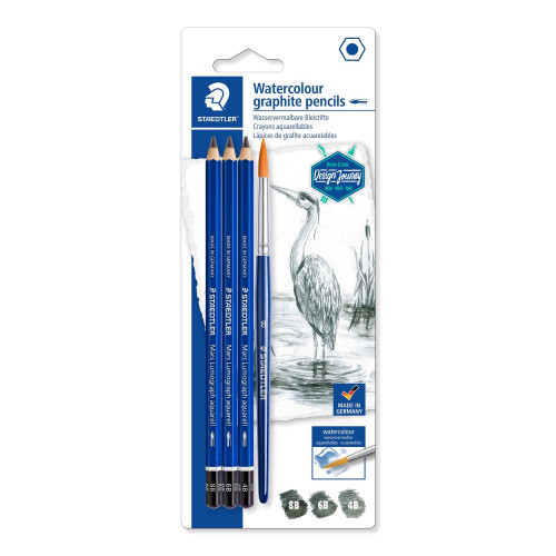 [9933658] STAEDTLER - LAPIZ de GRAFITO DESIGN JOURNEY 100A LUMOGRAPH AQUARELL BLISTER de 3 (Ref.100A SBK4)