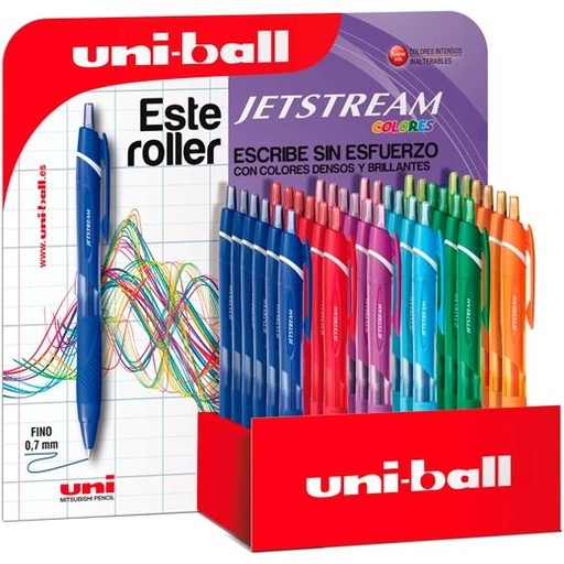 [2059738] UNI-BALL - BOLIGRAFO JETSTREAM SXN-157C RETRACTIL EXPOSITOR 36 UNIDADES COLORES SURTIDOS (Ref.LSXN157C3D)