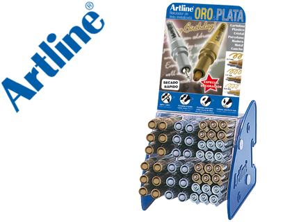 [2048197] ARTLINE - ROTULADOR MARCADOR PERMANENTE TINTA METALICA GAMA ORO Y PLATA EK-900-999 EXPOSITOR DE 48 UNIDADES (Ref.EXP. 48 UNDS)