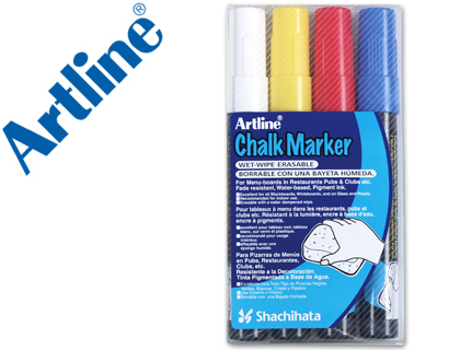 [2035447] ARTLINE - ROTULADOR PIZARRA VERDE NEGRA COLORES SURTIDOS BOLSA DE 4 ROTULADORES (Ref.EPW-4-ST)