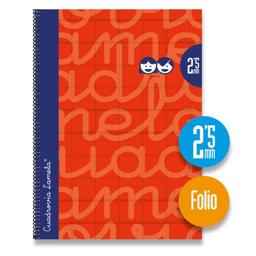 [1133981] LAMELA - Cuaderno espiral Folio Rojo 80 h cuadrícula 2,5 (Ref.7FTE002R)