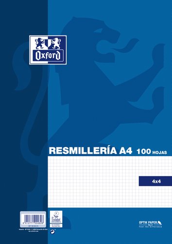 [1745772] OXFORD - Resmilleria School 100h A4 Cuadricula 4x4 (Ref.100430215)