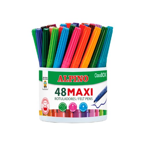 [9936067] ALPINO - CLASSBOX MAXI ROTULADORES FORMATO ESCOLAR 12 COLORES SURTIDOS -BOTE DE 48U- (Ref.AR0010048)
