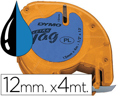 [9024342] DYMO - Cintas Rotulacion 12mmX4m Negro/azul Resiste 60º (Ref.S0721650)