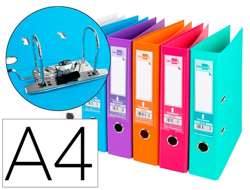 [2079741] LIDERPAPEL - ARCHIVADOR DE PALANCA A4 DOCUMENTA FORRADO PVC CON RADO LOMO 75 MM COLORES SURTIDOS TRENDING (Ref.AZ88)