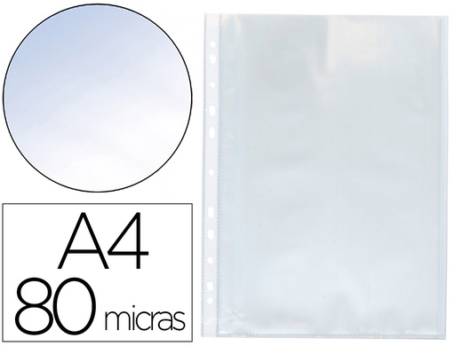 [2063401] Q-CONNECT - FUNDA MULTITALADRO DIN A4 80 MC CRISTAL CAJA DE 100 UNIDADES (Ref.KF16601)