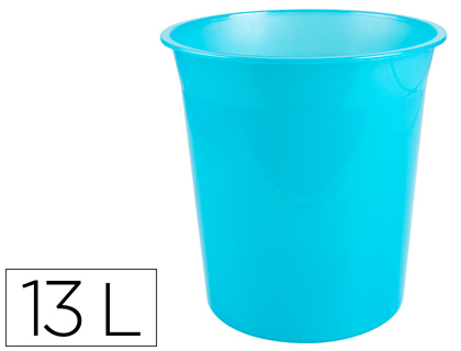 [2156308] Q-CONNECT - Papelera plastico turquesa translucido 13 litros dim. 275x285 mm (Ref. KF19042)