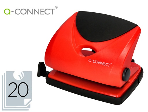 [2031638] Q-CONNECT - TALADRADOR ROJO -ABERTURA 2 MM -CAPACIDAD 20 HOJAS (Ref.KF02156)