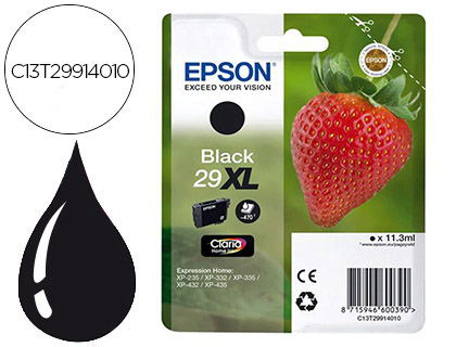 [9079468] EPSON - Cartuchos Inyección Tinta ORIGINALES 29XL NEGRO 470pág. (Ref.C13T29914012)