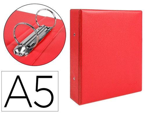 [2077196] LIDERPAPEL - CARPETA DE 2 ANILLAS 40 MM REDONDAS A5 Cartón FORRADO PVC NARANJA (Ref.KA19)