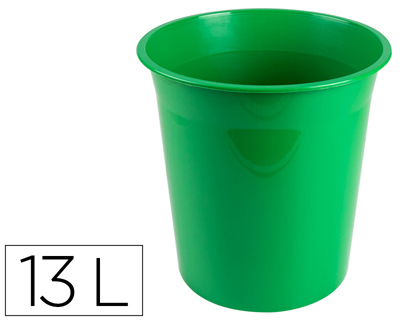 [2156302] Q-CONNECT - Papelera plastico verde opaco 13 litros dim. 275x285mm (Ref. KF19036)
