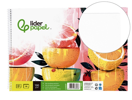 [2063806] LIDERPAPEL - BLOC DIBUJO ARTISTICO ESPIRAL 230X325MM 20 HOJAS 130G/M2 SIN RECUADRO SIN MICROPERFORADO (Ref.AC07)