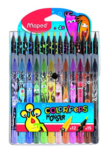 [9939233] MAPED - COMBO PACK MONSTER DE 27
(12x Rotuladores de color + 17x lapices de colores) (Ref.984718)
