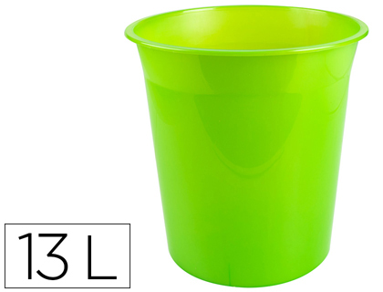 [2156305] Q-CONNECT - Papelera plastico verde translucido 13 litros dim. 275x285 mm (Ref. KF19039)