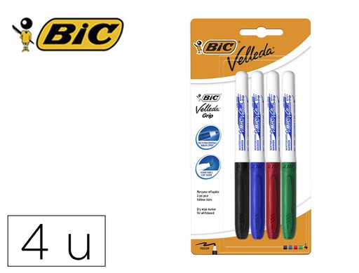 [2044444] BIC - ROTULADOR VELLEDA GRIP TRAZO 1,6 BLISTER 4+1 COLORES SURTIDOS (Ref.832774)