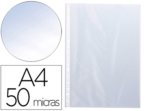 [2063398] Q-CONNECT - FUNDA MULTITALADRO DIN A4 50 MC CRISTAL CAJA DE 100 UNIDADES (Ref.KF01628)