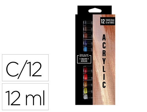 [2057227] ARTIST - PINTURA ACRILICA CAJA Cartón DE 12 COLORES SURTIDOS TUBO DE 12 ML (Ref.A1212E)
