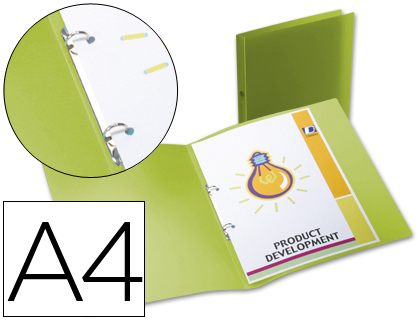 [2033191] LIDERPAPEL - CARPETA 2 ANILLAS REDONDAS MINI 15 MM 49073 POLIPROPILENO DIN A4 VERDE (Ref.CA66)