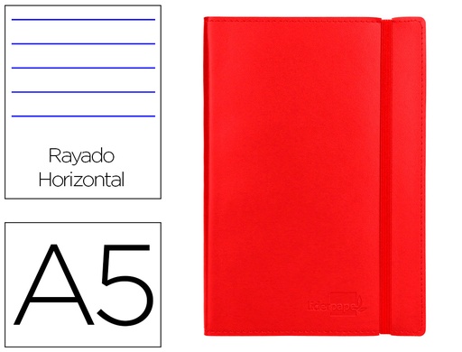 [2036901] LIDERPAPEL - LIBRETA SIMIL PIEL A5 120 HOJAS 70G/M2 HORIZONTAL SIN MARGEN ROJO (Ref.LB45)
