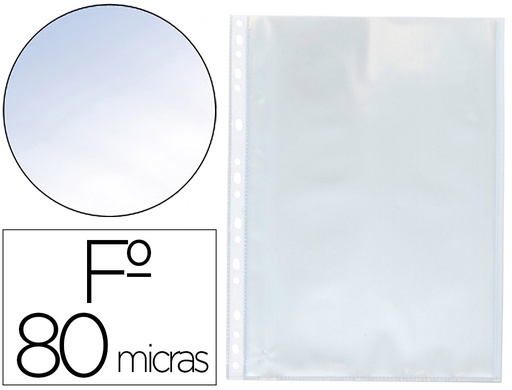 [2063404] Q-CONNECT - FUNDA MULTITALADRO FOLIO 80 MC CRISTAL CAJA DE 100 UNIDADES (Ref.KF15038)