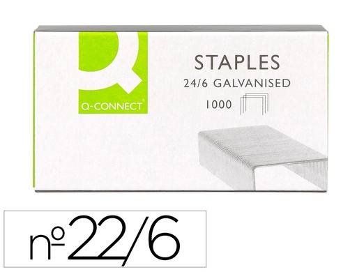 [2032038] Q-CONNECT - GRAPAS Nº 22/6 24/6 -GALVANIZADAS -CAJA DE 1000 (Ref.KF01278)