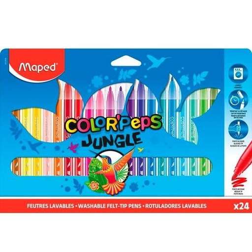 [9941195] MAPED - ROTULADOR FIBRA COLOR´PEPS JUNGLE ESTUCHE de 24 (Ref.845904)