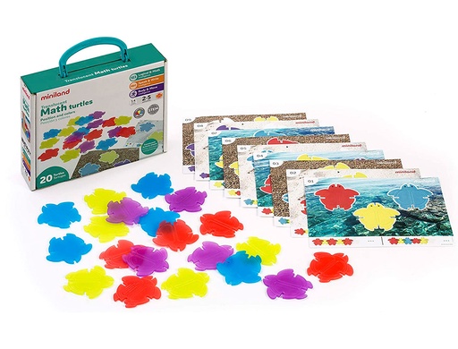 [9159420] MINILAND - Juego set de 20 tortugas translucidas y 9 tarjets de actividades con dos niveles de dificultad (Ref. 32161)