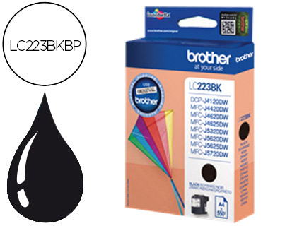 [9077428] BROTHER - Cartuchos ORIGINALES Inyección De Tinta Negro (Ref.LC223BKBP)