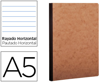 [2078614] CLAIREFONTAINE - LIBRETA AGE-BAG TAPA CARTULINA LOMO COSIDO RAYADO HORIZONTAL 96 HOJAS COLOR HAVANA 148X210 MM (Ref.79546C)