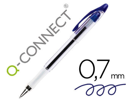 [2032595] Q-CONNECT - BOLIGRAFO DELTA AZUL -SUJECION DE CAUCHO -CON CAPUCHON (Ref.KF00376)