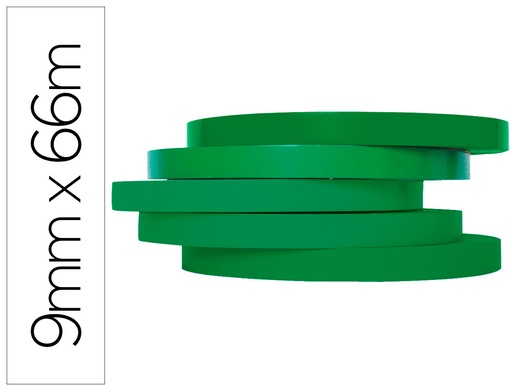 [2046516] Q-CONNECT - CINTA ADHESIVA 66M X 9MM VERDE PARA CERRAR BOLSAS (Ref.KF10855)