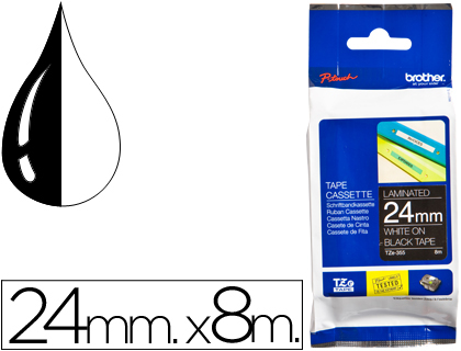 [9044459] BROTHER - Cinta Rotuladora Blanco/negro 24mmx8m (Ref.TZe355)