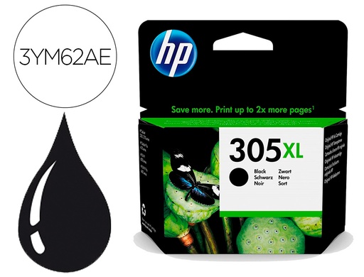 [9160142] HP ( HEWLETT PACKARD ) - Ink-jet 305xl deskjet 1210 / 1212 / 1255 / 2732 / 2752 / 4155 / 4158 envy 6020 / 6052 /6055 / 6420 negro 240 (Ref. 3YM62AE)