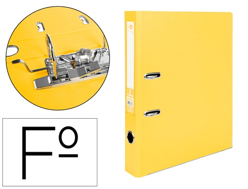[2079705] LIDERPAPEL - ARCHIVADOR DE PALANCA FOLIO DOCUMENTA FORRADO PVC CON RADO LOMO 52 MM AMARILLO COMPRESOR (Ref.AY30)