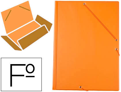 [2077202] LIDERPAPEL - CARPETA GOMAS FOLIO 3 SOLAPAS Cartón FORRADO PVC NARANJA (Ref.CG88)