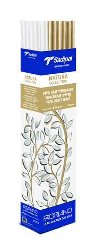 [2074309] PAPEL KRAFT ROLLO 3X1 MT EXPOSITOR NATURA CON 18 ROLLOS MARRONES +6 BLANCOS (Ref.11264)
