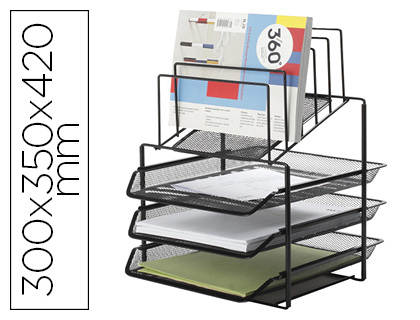 [2153572] Q-CONNECT - BANDEJA CLASIFICADORA SOBRES METALICA REJILLA NEGRA 3 BANDEJAS 300X350X420 MM (Ref.KF17296)