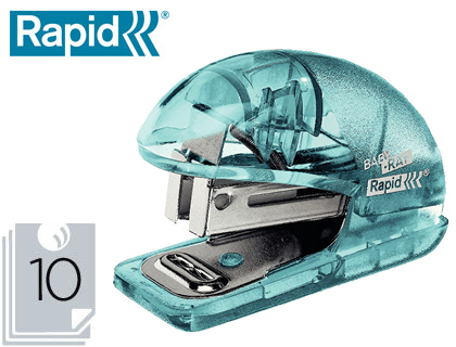 [2153841] RAPID - GRAPADORA MINI BABY RAY COLOUR ICE F4 CAPACIDAD 10 HOJAS USA GRAPAS 24/6 Y 26/6 COLOR VERDE EN BLISTER (Ref.5001327)