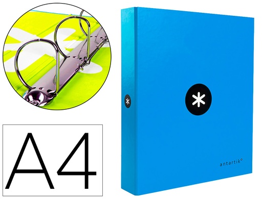 [2079317] ANTARTIK - CARPETA 4 ANILLAS 40 MM MIXTAS LIDERPAPEL A4 FORRADA COLOR AZUL (Ref.KA34)