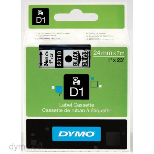 [1764524] DYMO - Etiquetas D1 24 mm Adhesivo permanente Negro/Transparente (Ref.S0720920)