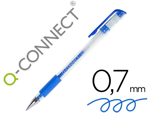 [2032448] Q-CONNECT - BOLIGRAFO TINTA GEL AZUL 0.7 MM SUJECION DE CAUCHO (Ref.KF21717)