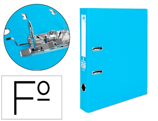 [2079713] LIDERPAPEL - ARCHIVADOR DE PALANCA FOLIO DOCUMENTA FORRADO PVC CON RADO LOMO 52 MM CELESTE COMPRESOR METALICO (Ref.AY38)