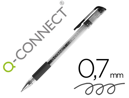 [2032447] Q-CONNECT - BOLIGRAFO TINTA GEL NEGRO 0.7 MM SUJECION DE CAUCHO (Ref.KF21716)