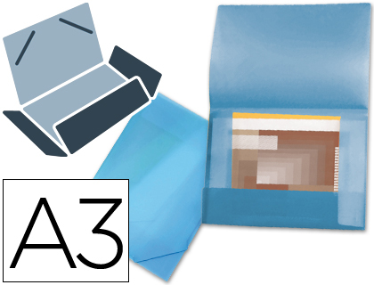 [2032827] LIDERPAPEL - CARPETA PORTADOCUMENTOS 44802 SOLAPAS POLIPROPILENO DIN A3 AZUL SERIE FROSTY LOMO FLEXIBLE (Ref.SS17)