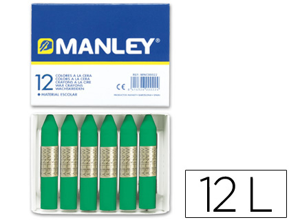 [2022258] MANLEY - LAPICES CERA UNICOLOR VERDE NATURAL -CAJA DE 12 N.21 (Ref.MNC04646/ N. 21)