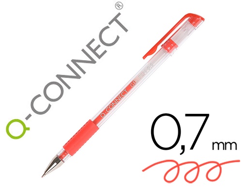 [2032449] Q-CONNECT - BOLIGRAFO TINTA GEL ROJO 0.7 MM SUJECION DE CAUCHO (Ref.KF21718)