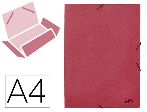 [2033284] LIDERPAPEL - CARPETA GOMAS A3 3 SOLAPAS Cartón PRESPAN ROJA (Ref.CG18)